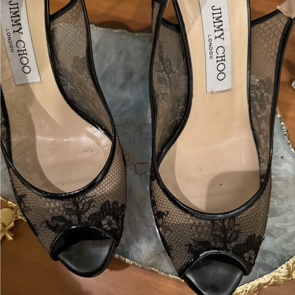 Jimmy Choo Patent Leather Peep Toe Heels - Picture 10 of 10